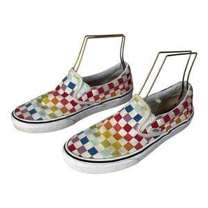 Vans Classic Slip-On Rainbow Checkerboard Pride Skate Shoes Sz. 6.5 M / 8 W